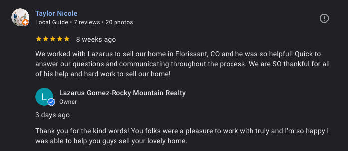 Home sold in Florissant, Co